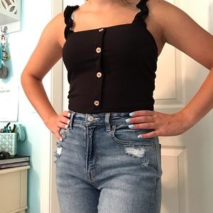 Black tank top with buttons